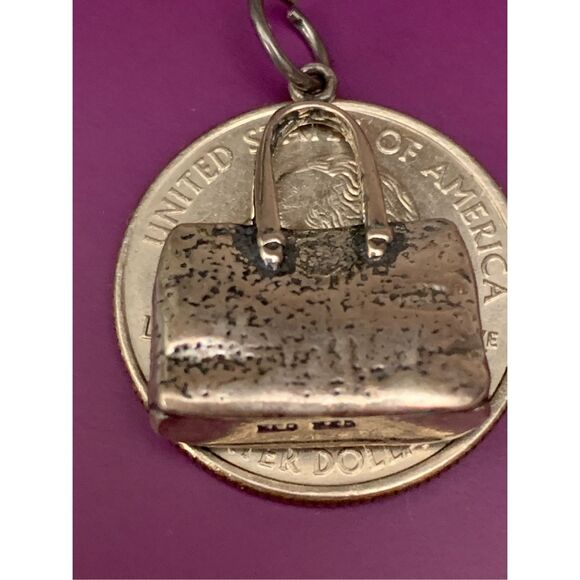 .925 Purse Briefcase Vintage Sterling Silver Jewelry Charm #purse collectors. - Picture 3 of 4